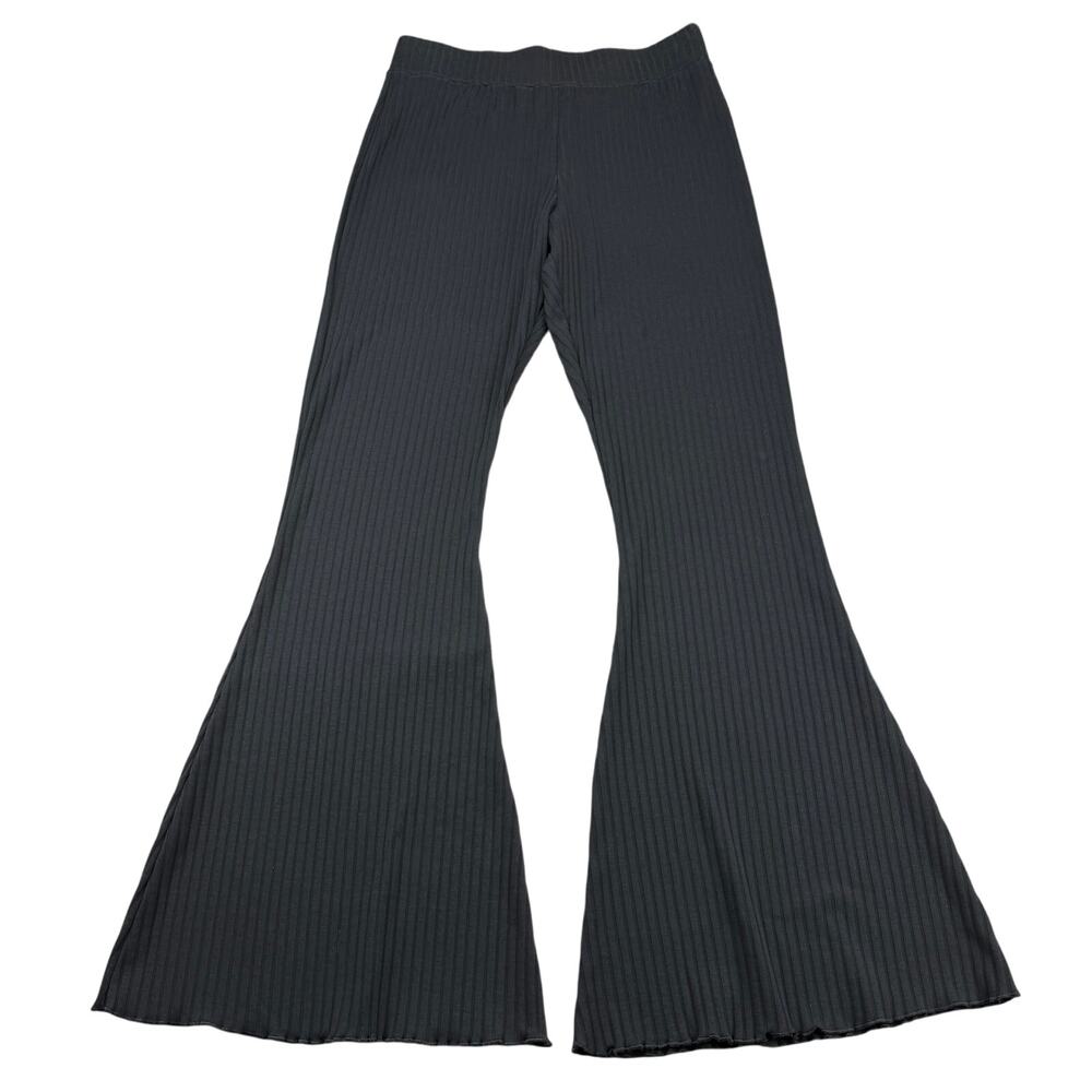 NIKE Women's High Waisted Ribbed Flare Leg Jersey Pants In Black Size Small - Picture 3 of 7